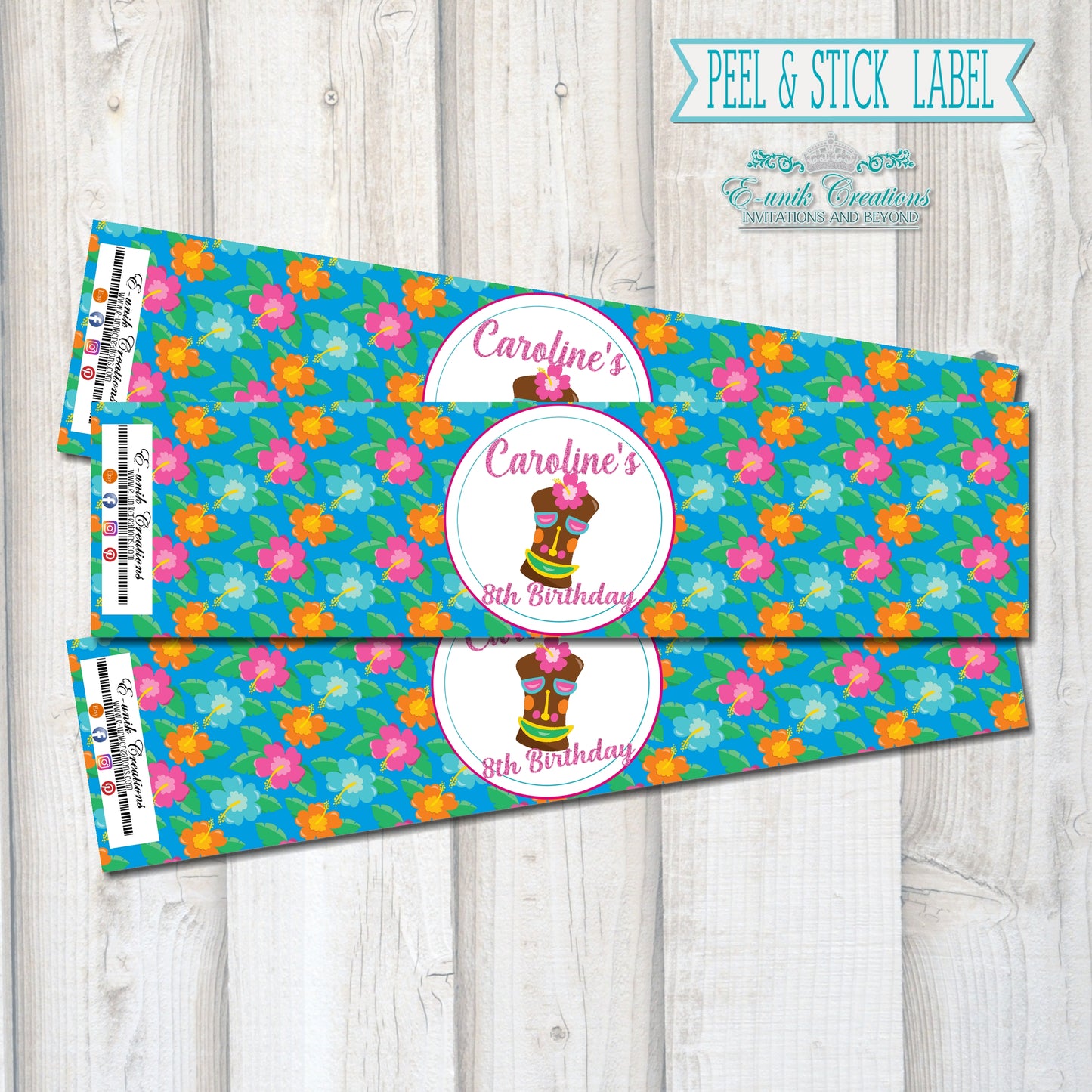 Luau Water Bottle Labels - Hawaiian Party Décor