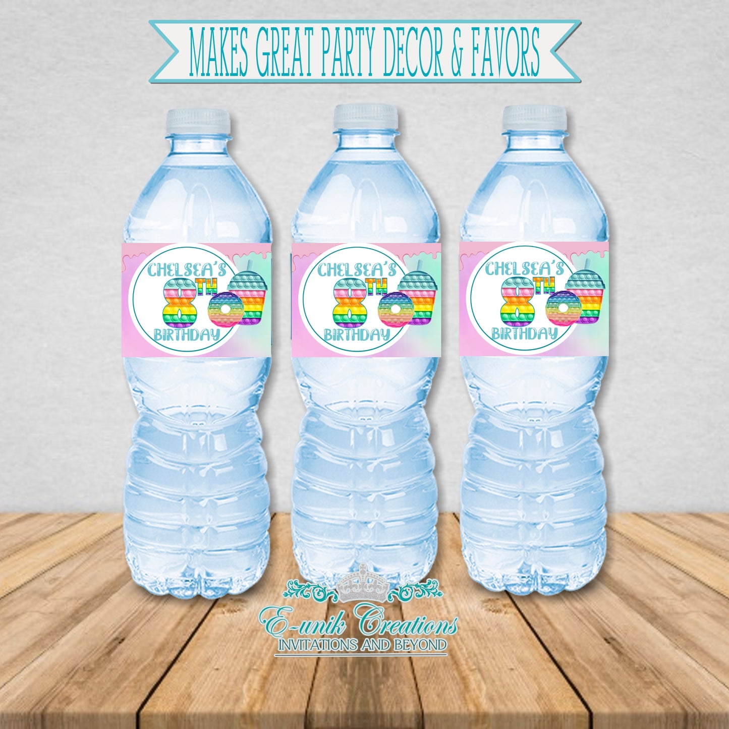 Pop It Water Bottle Labels