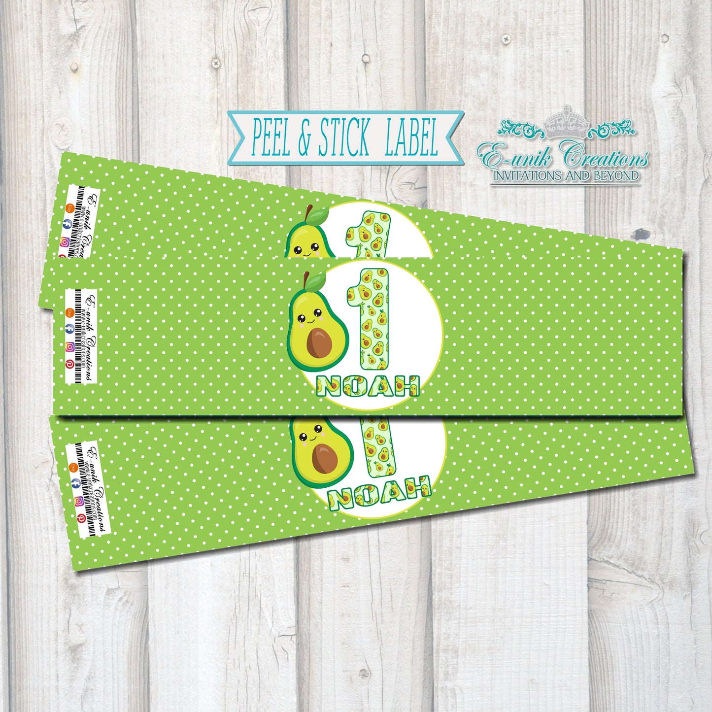 Avocado Water Bottle Labels