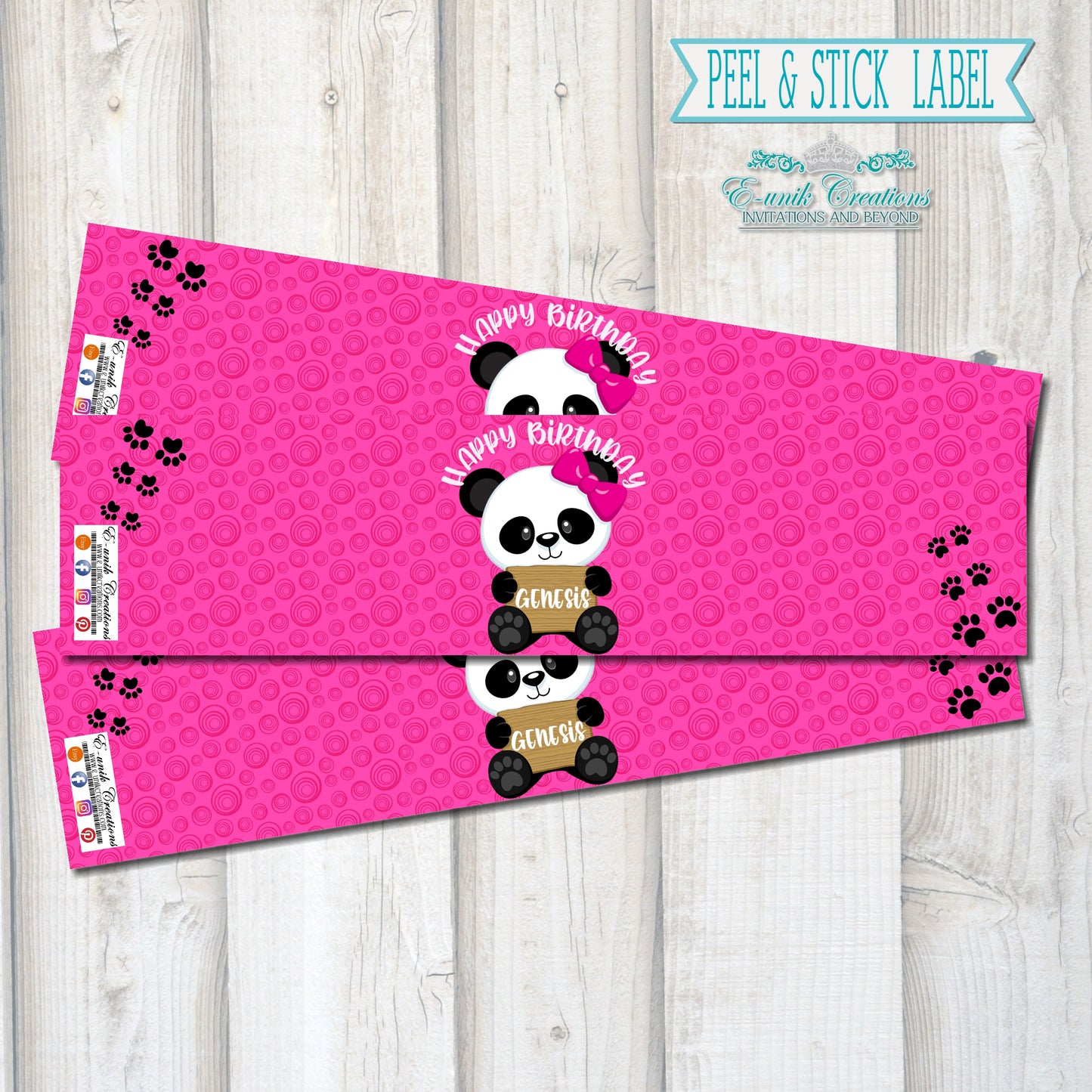 Panda Girl Bottle Labels
