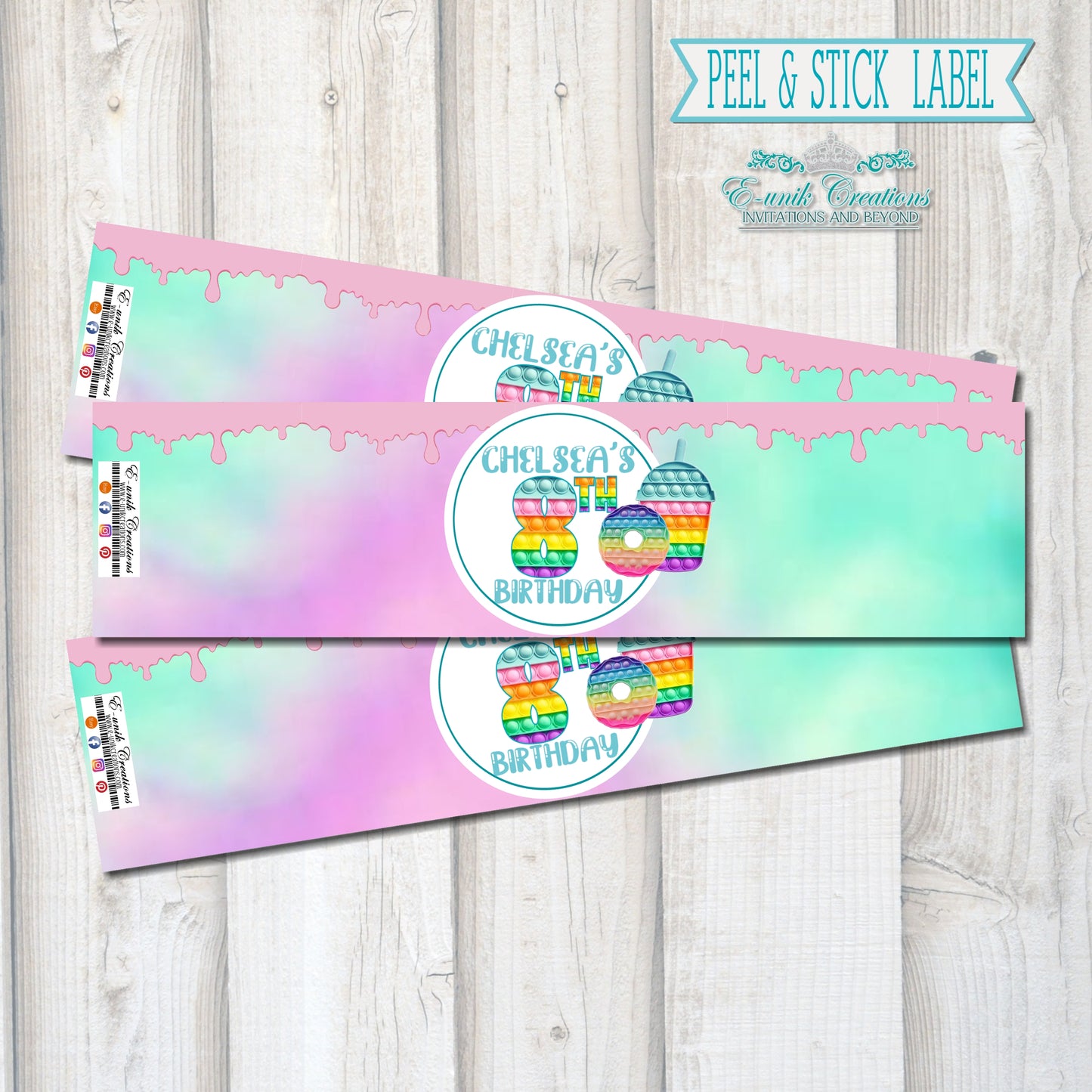 Pop It Water Bottle Labels