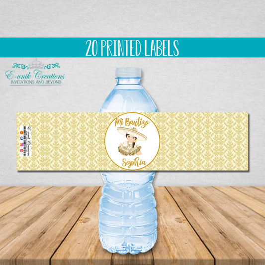 Gold Charrita Water Bottle Labels