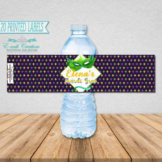 Mardi Gras Water Bottle Labels