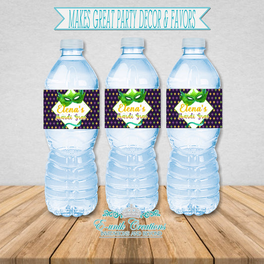 Mardi Gras Water Bottle Labels