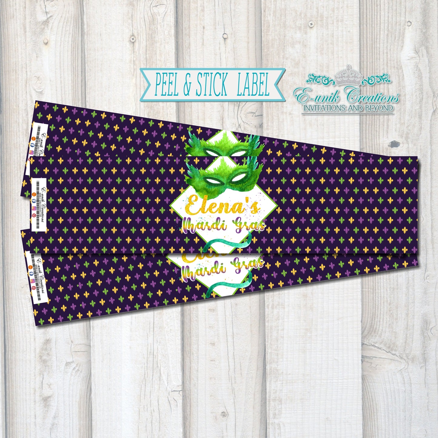 Mardi Gras Water Bottle Labels