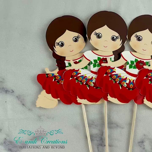 Charrita Centerpieces Sticks - Red Floral Dress