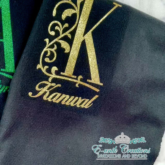Black Fleece Scarf With Colored Initial/Name