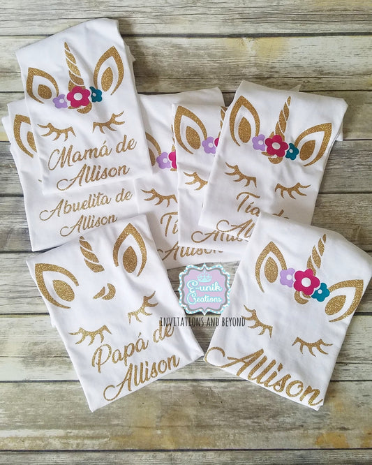 Personalized Glitter Unicorn Birthday T-shirt
