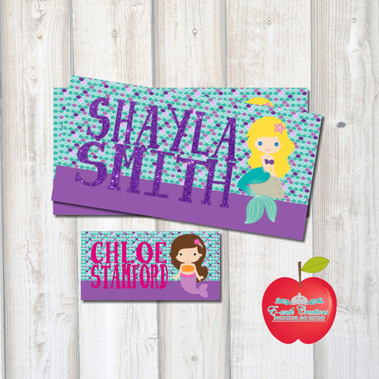 Mermaid School Supplies Labels