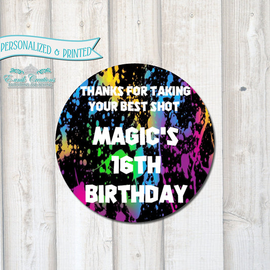Paintball Stickers, Paint Splat Party, Laser Tag Birthday