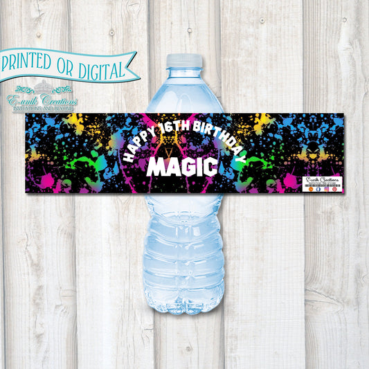 Paintball Water Bottle Labels, Paintball Party