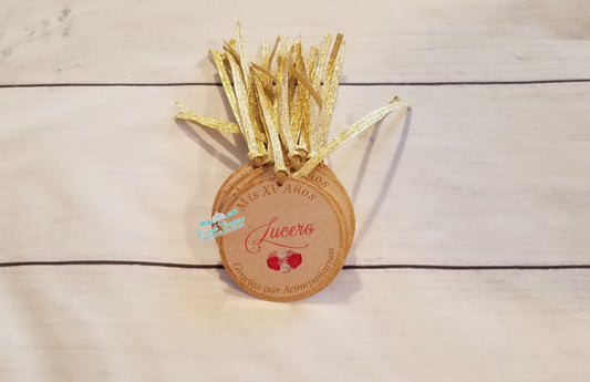 Rose Gold Tags, Quinceañera Favors Tags, Gold Sweet 16 Tags, Rose Floral Printed Tags