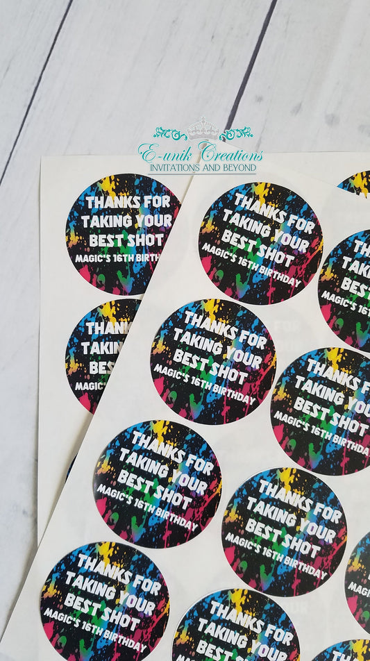 Paintball Stickers, Paint Splat Party, Laser Tag Birthday