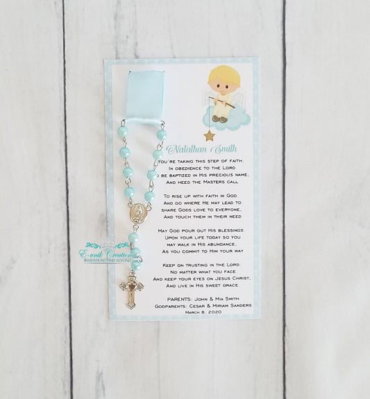 Baptism Angel Boy Rosary Favor
