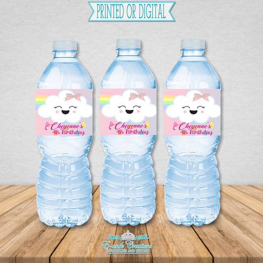 Rainbow Water Labels, Kawaii Rainbow, Cloud 9 Party. RC0528