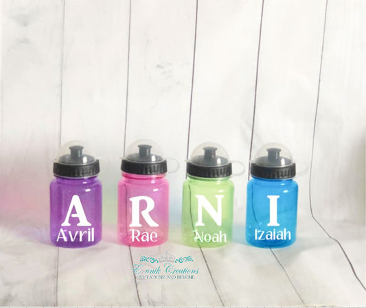 Botella de agua para niños, botella de agua con nombre, minibotella deportiva, botella de agua para la escuela