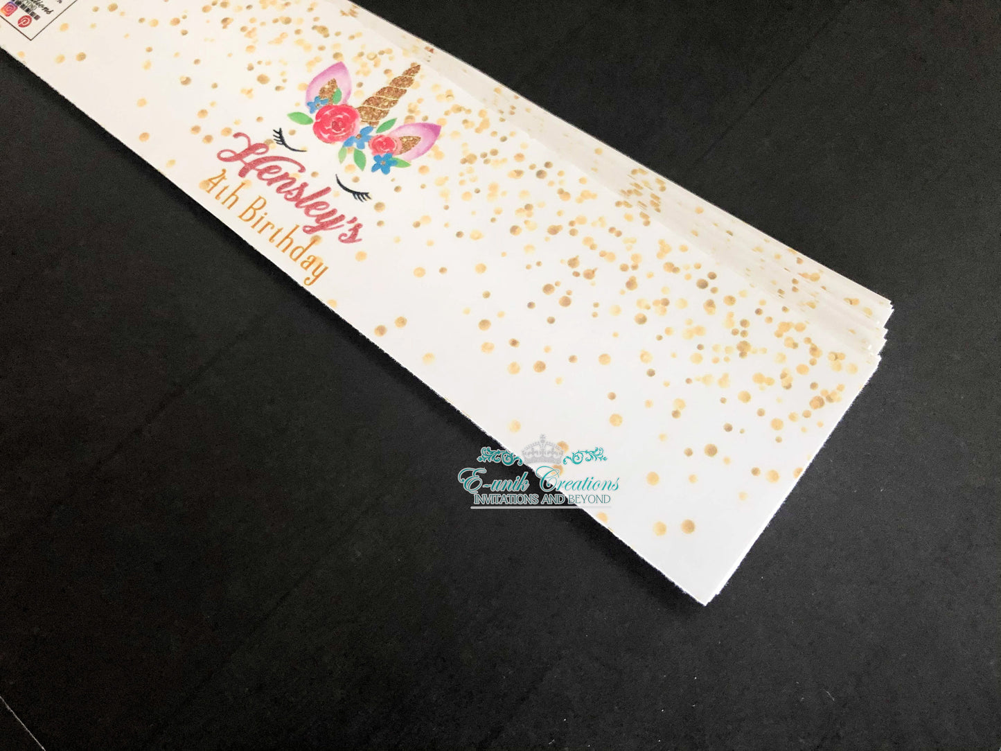 Unicorn Water Bottle Labels, Magical Party Wrappers