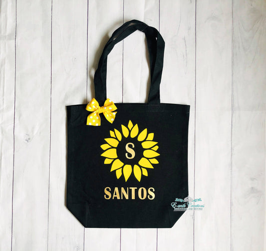 Sunflower Tote Bag, Name Canvas Bag. SF0510