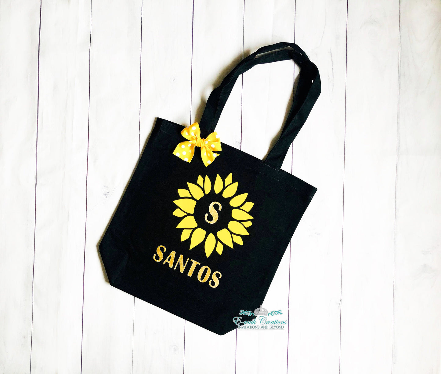 Bolsa de asas de girasol, bolsa de lona con nombre. SF0510