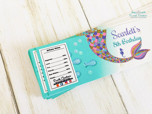 Mermaid Water Bottle Labels, Under The Sea Party, Mermaid Tail Labels,