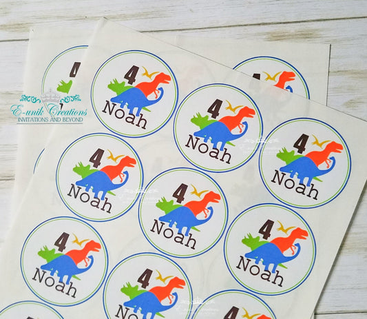 Dinosaur Stickers, Dino Party, Dinosaur Label