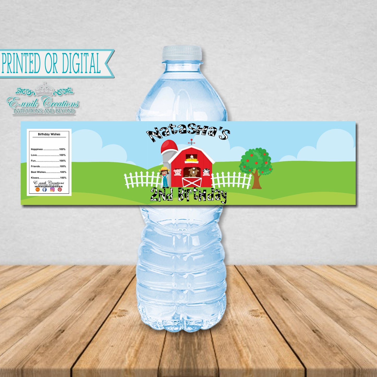 Farm Bottle Labels, Farm Water Labels, Barnyard Party Decor