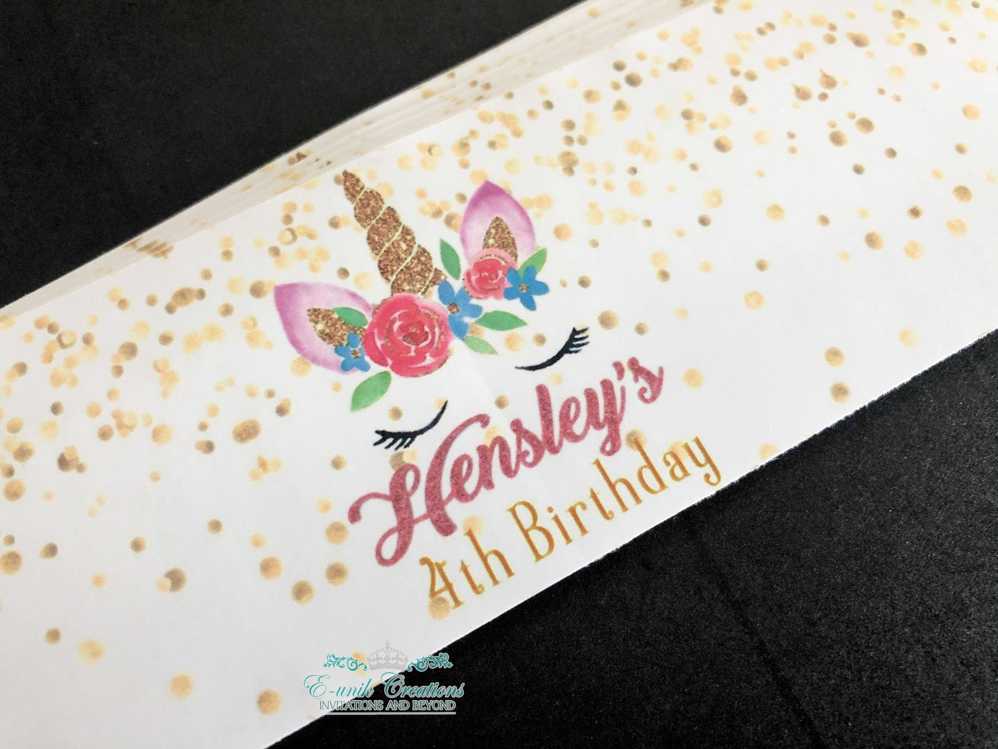 Unicorn Water Bottle Labels, Magical Party Wrappers