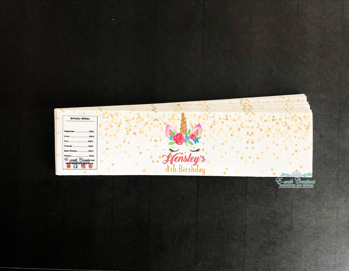 Unicorn Water Bottle Labels, Magical Party Wrappers