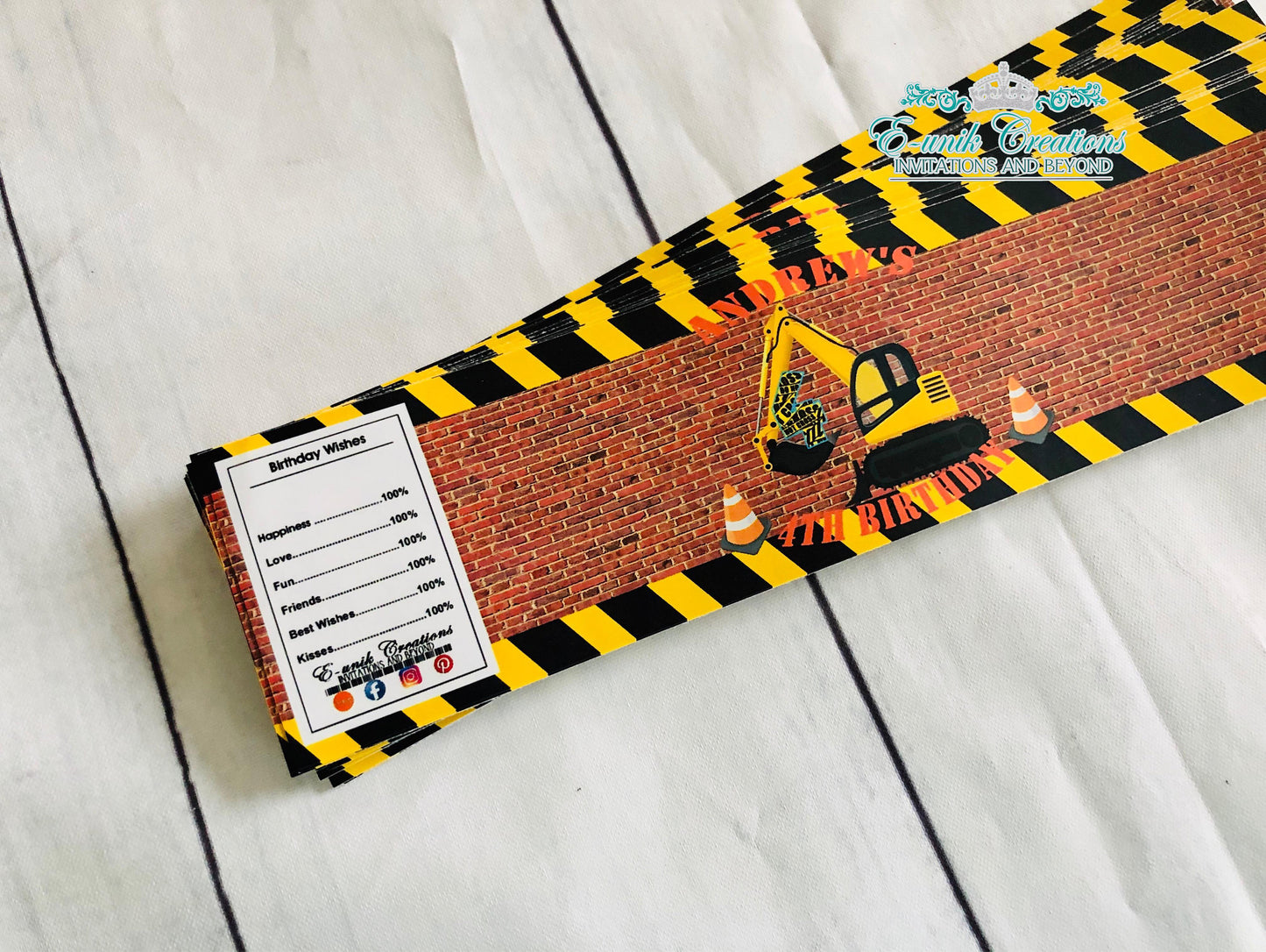 Construction Labels, Construction Party, Water Bottle Wrappers