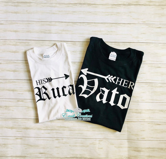 His Ruca T-shirt, Her Vato T-shirt, Chicano Couple Shirt