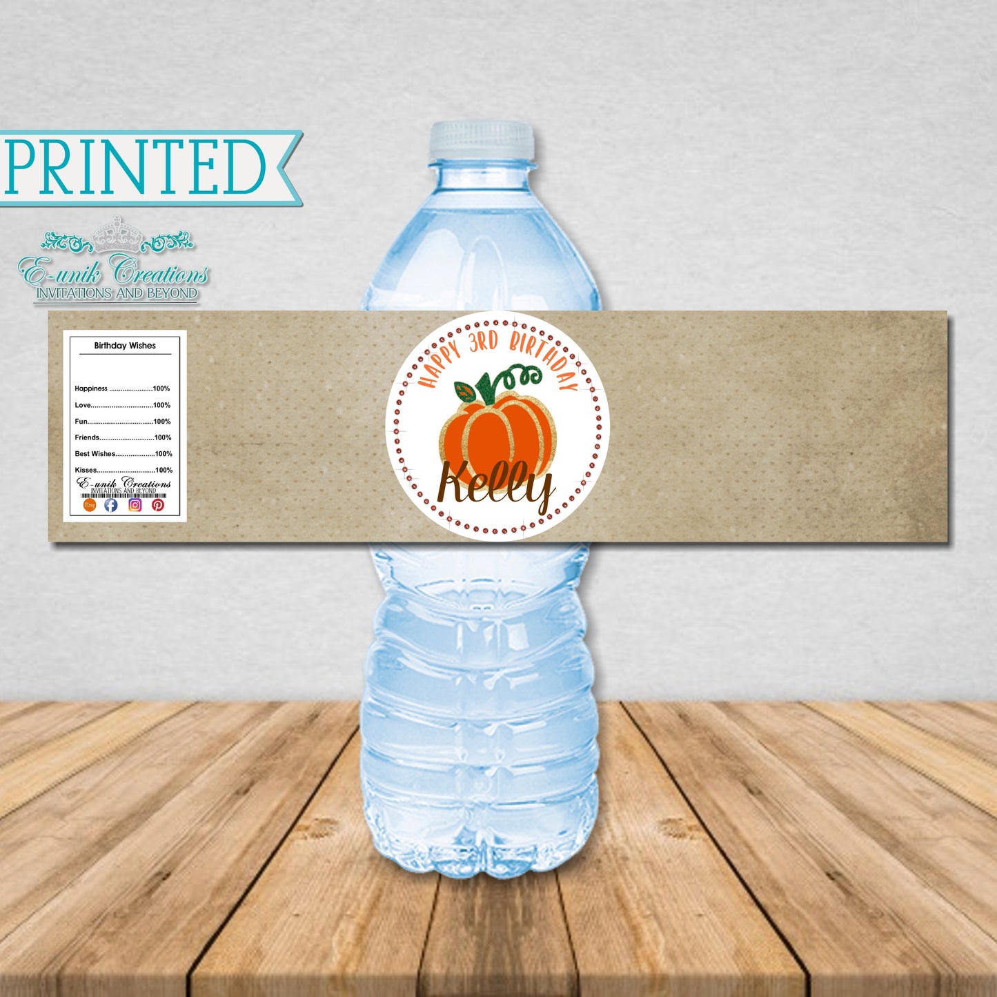 Pumpkin Bottle Label Fall Party Theme