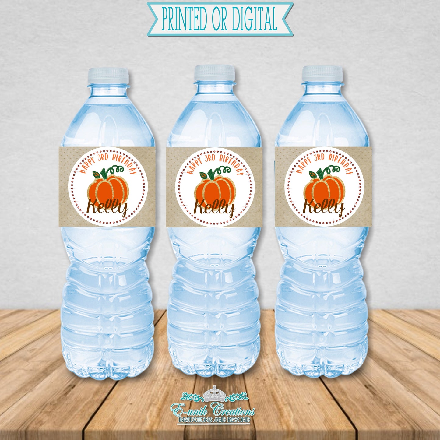 Pumpkin Bottle Label Fall Party Theme