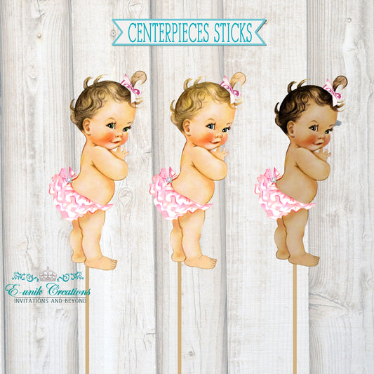 Princess Pink Ruffle Pants Centerpieces Sticks