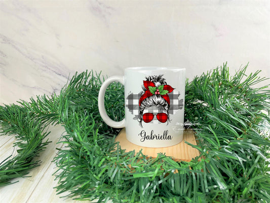 Messy Bun Christmas Mug