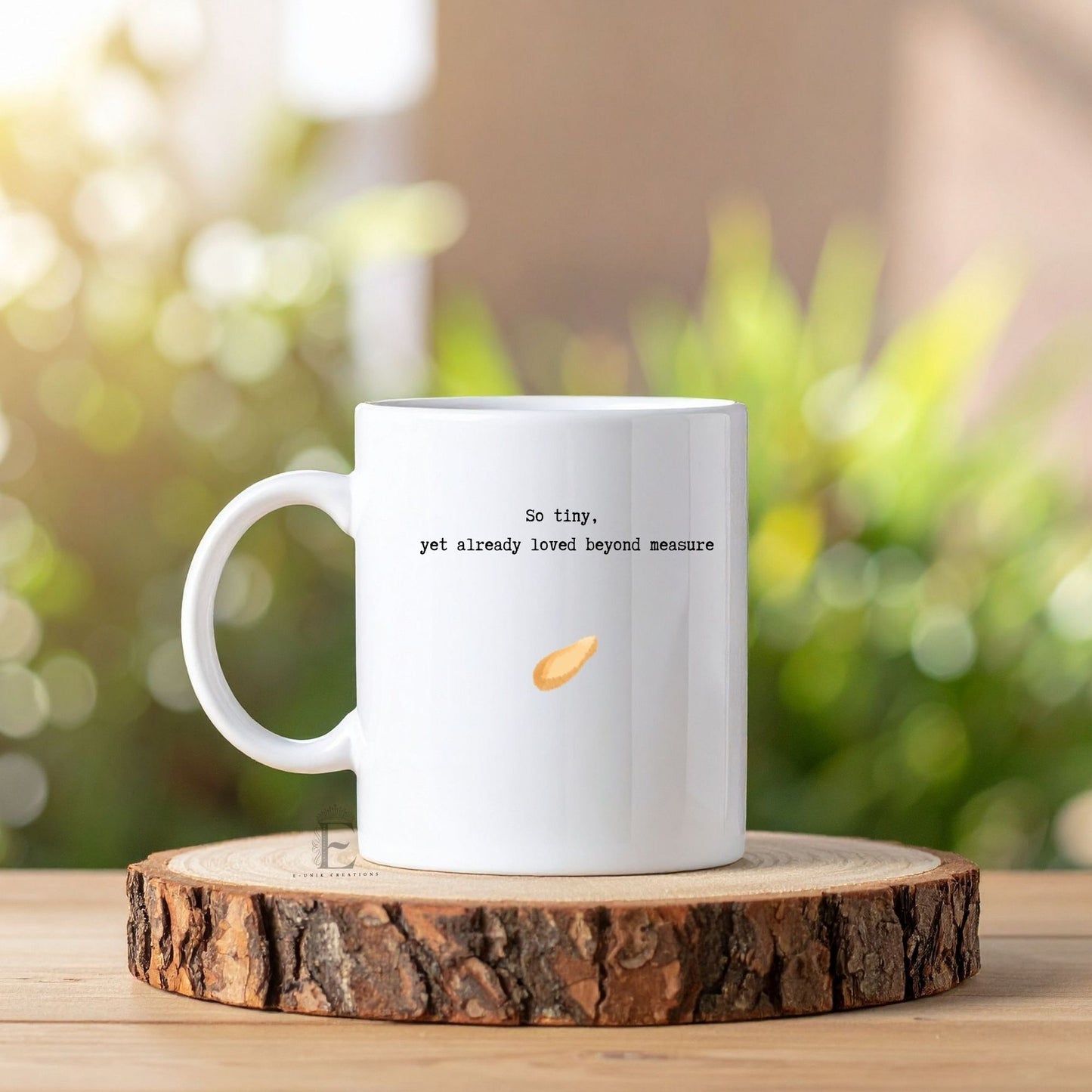 Pregnancy Loss Memorial Mug Personalized Keepsake with Fruit Size Baby Illustration