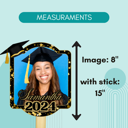 Personalized Graduation Fans - Black and Gold