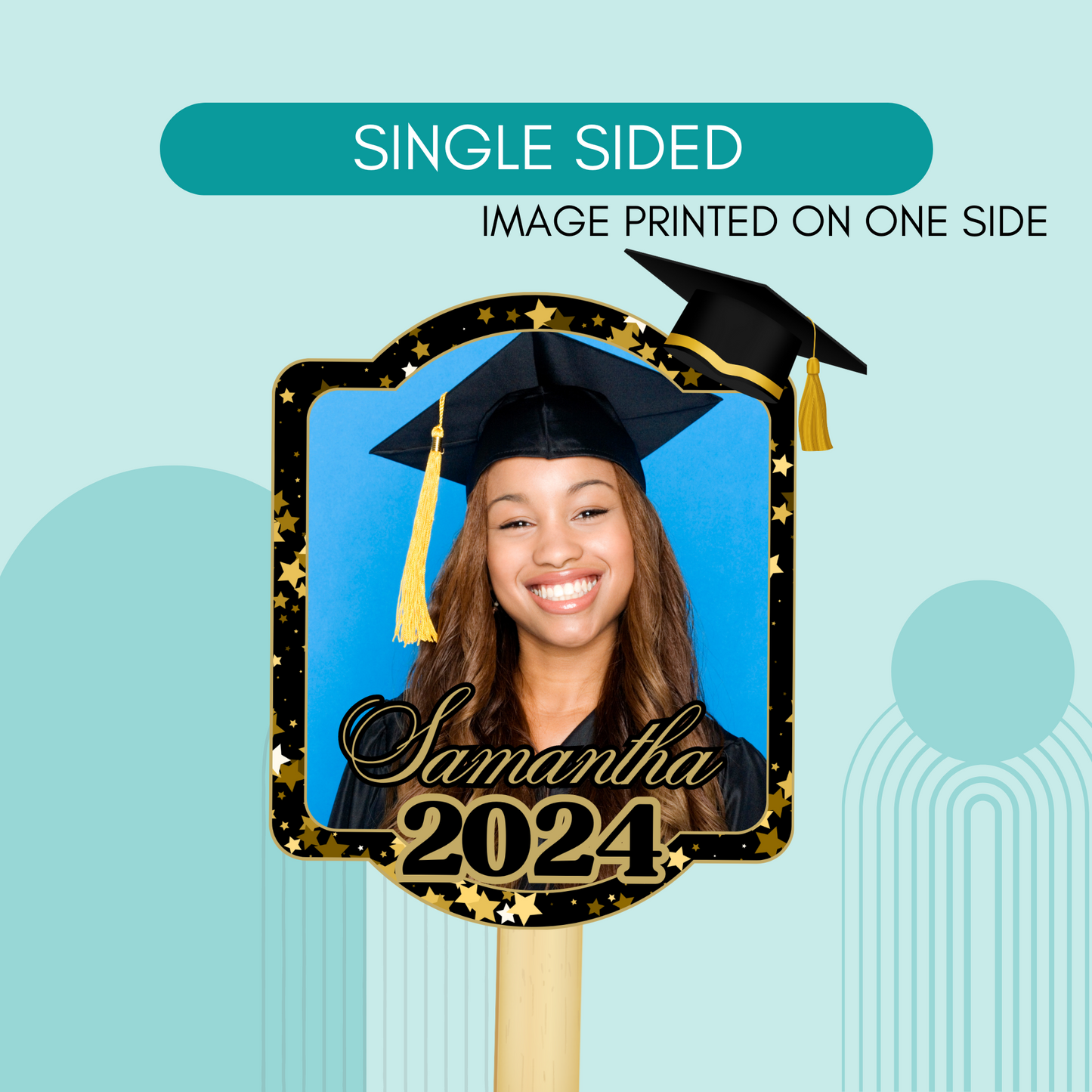 Personalized Graduation Fans - Black and Gold