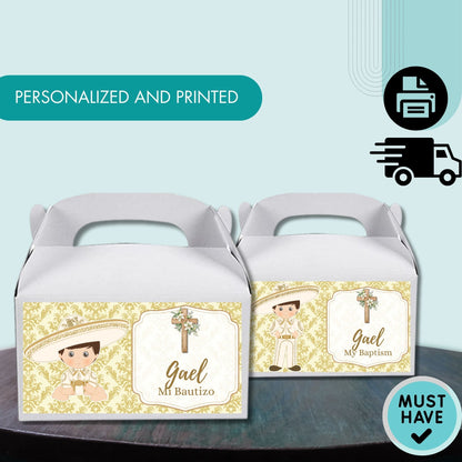 Gold Charrito Gabble Box Labels Set of 12 For A Charro Baptism Party Favors Treat Box