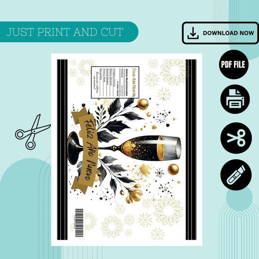 New Year Chip Bag Cover PDF Instant Download File | Winter Holidays Celebration