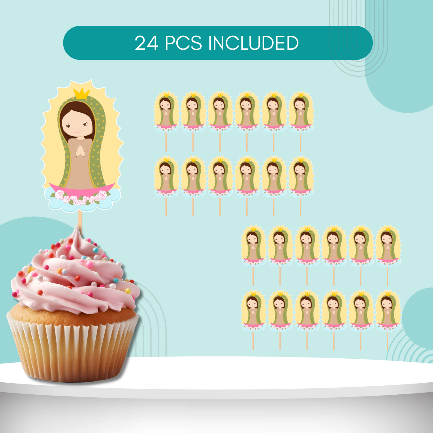 Virgencita Our Lady Of Guadalupe Cupcake Topper