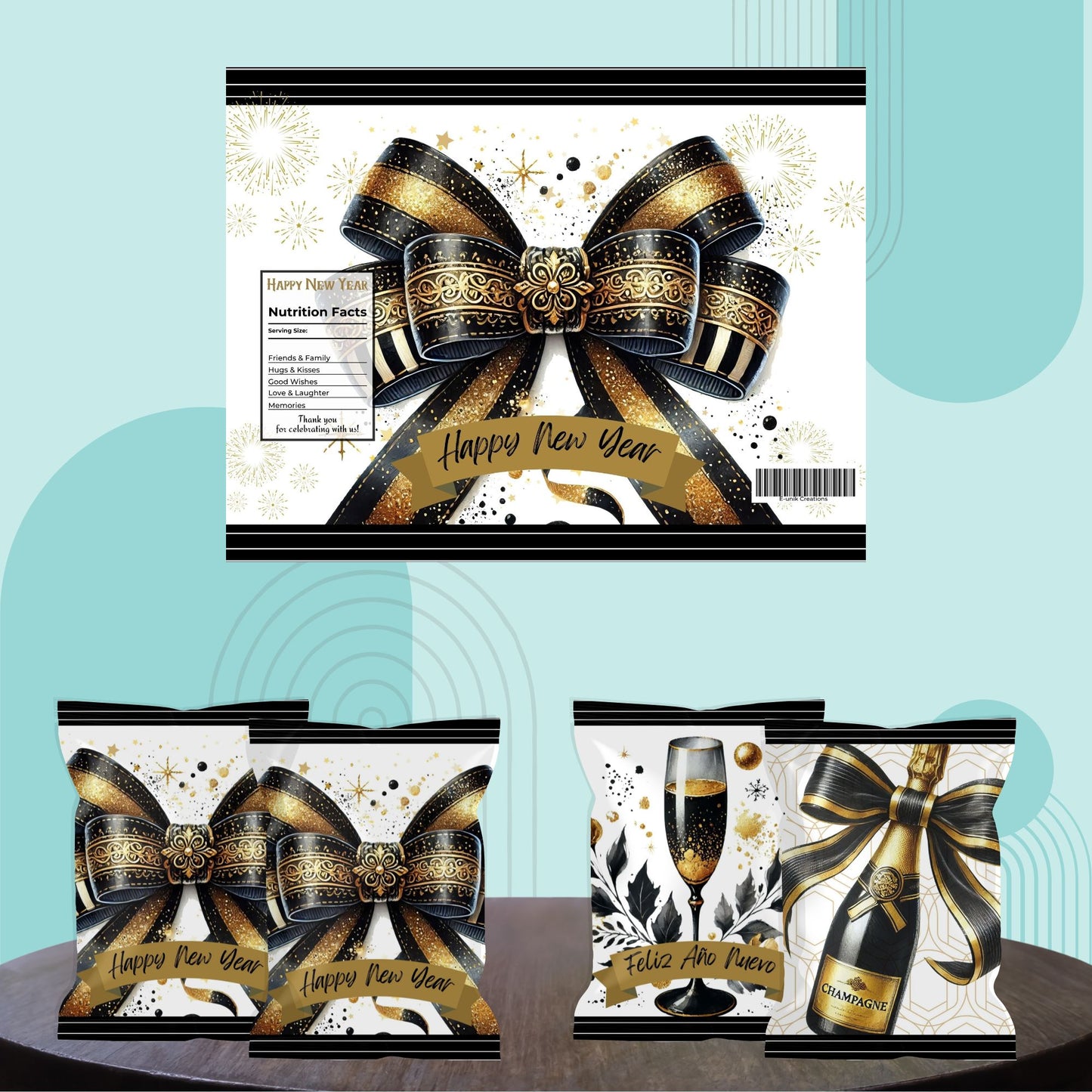 New Year Chip Bag Cover PDF Instant Download File | Winter Holidays Celebration