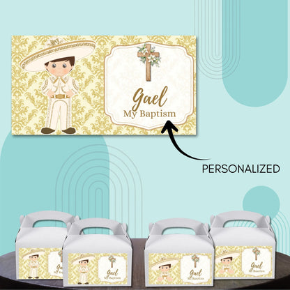 Gold Charrito Gabble Box Labels Set of 12 For A Charro Baptism Party Favors Treat Box