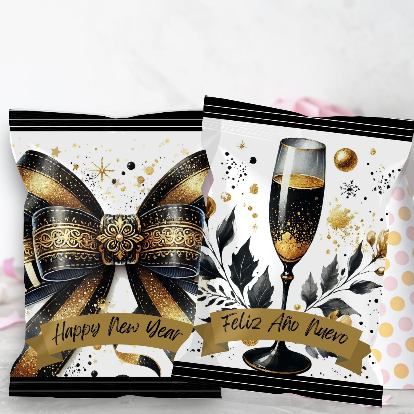 New Year Chip Bag Cover PDF Instant Download File | Winter Holidays Celebration