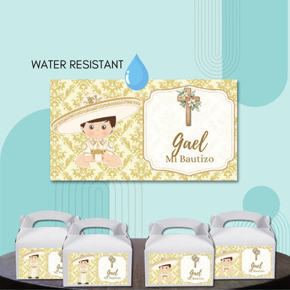 Gold Charrito Gabble Box Labels Set of 12 For A Charro Baptism Party Favors Treat Box