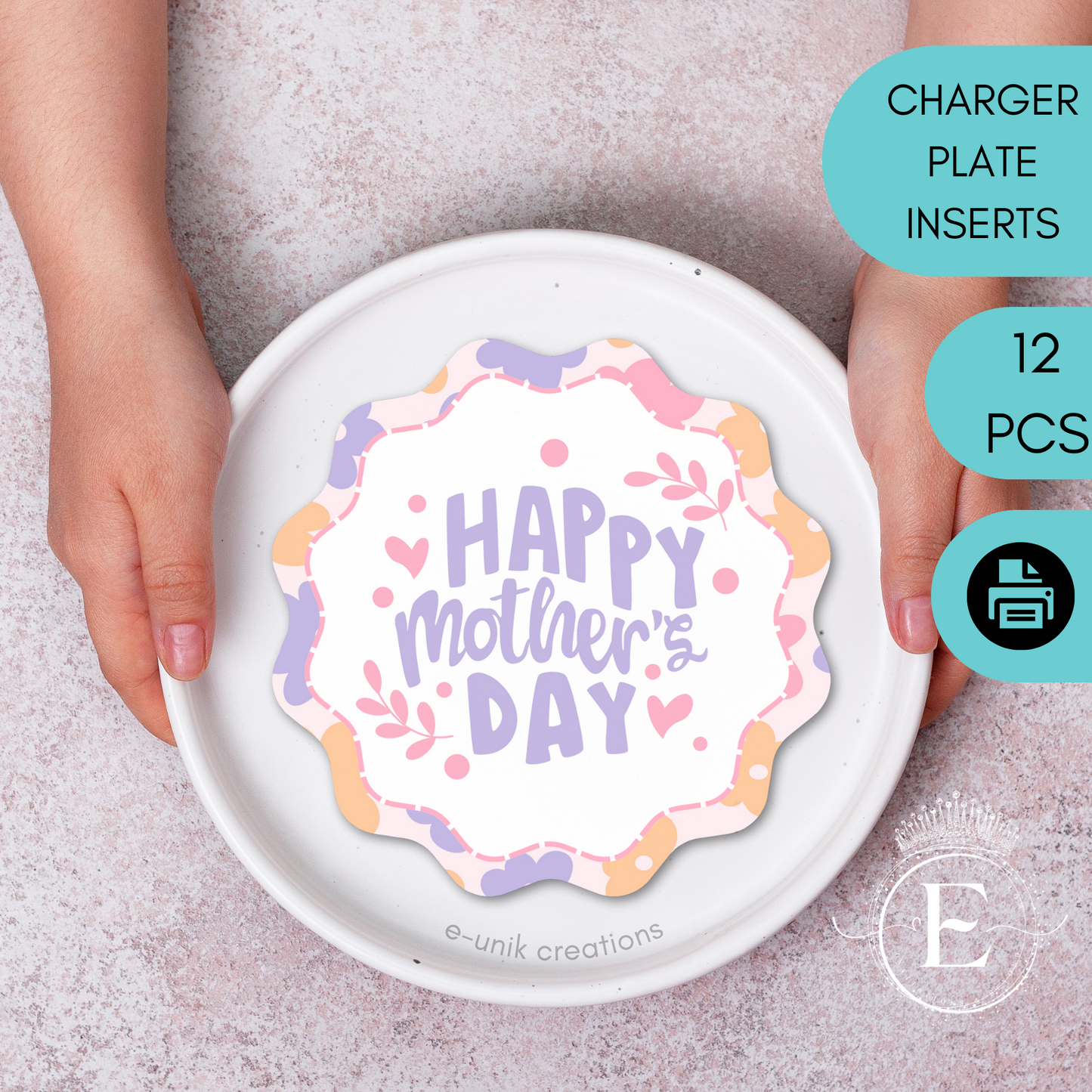 Mother's Day Charger Plate Inserts. 12pcs