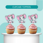 Pink Floral Elephant Cupcake Toppers