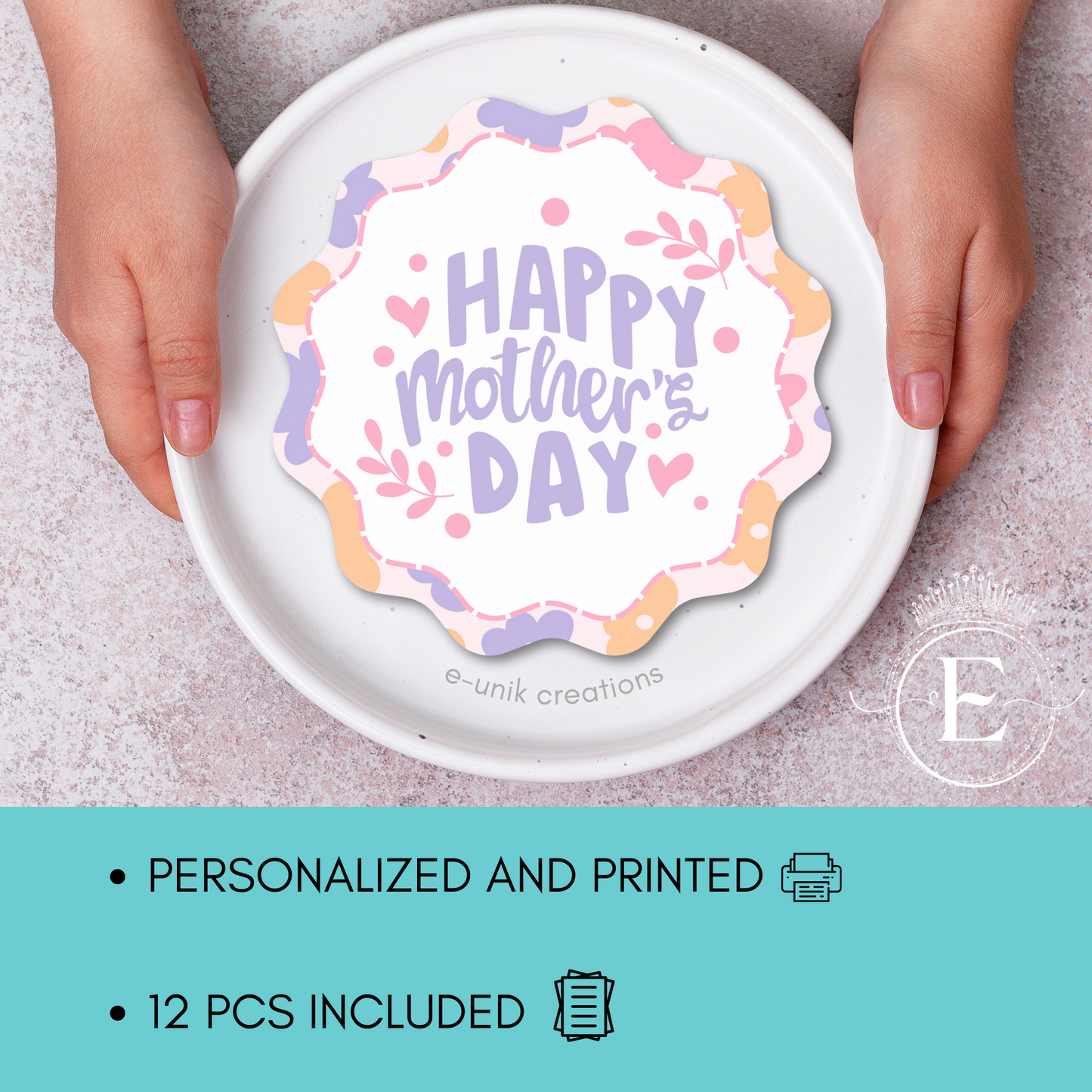 Mother's Day Charger Plate Inserts. 12pcs