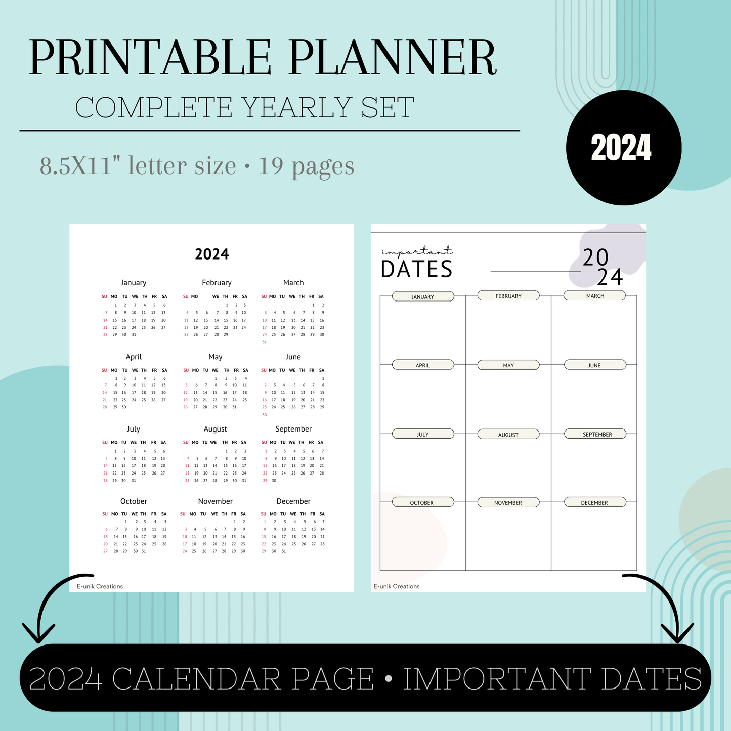 2024 Aesthetic Printable Planner