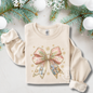 Christmas Coquette Bow Sweatshirt with Nativity Scene