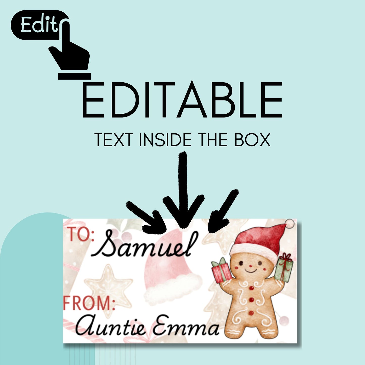 Gingerbread Christmas Gift Labels Editable Canva Template